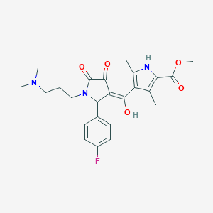 molecular formula C24H28FN3O5 B266525 methyl 4-{[1-[3-(dimethylamino)propyl]-2-(4-fluorophenyl)-4-hydroxy-5-oxo-2,5-dihydro-1H-pyrrol-3-yl]carbonyl}-3,5-dimethyl-1H-pyrrole-2-carboxylate 