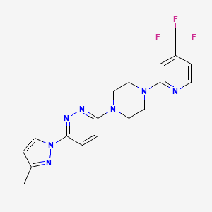 molecular formula C18H18F3N7 B2665252 3-(3-Methylpyrazol-1-yl)-6-[4-[4-(trifluoromethyl)pyridin-2-yl]piperazin-1-yl]pyridazine CAS No. 2415583-21-8