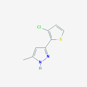 molecular formula C8H7ClN2S B2665255 3-(3-chlorothiophen-2-yl)-5-methyl-1H-pyrazole CAS No. 1025025-95-9