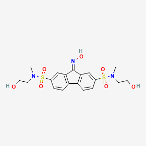 molecular formula C19H23N3O7S2 B2665258 N2,N7-bis(2-hydroxyethyl)-9-(hydroxyimino)-N2,N7-dimethyl-9H-fluorene-2,7-disulfonamide CAS No. 327061-15-4