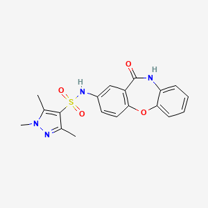 molecular formula C19H18N4O4S B2665266 1,3,5-trimethyl-N-(11-oxo-10,11-dihydrodibenzo[b,f][1,4]oxazepin-2-yl)-1H-pyrazole-4-sulfonamide CAS No. 1428356-89-1