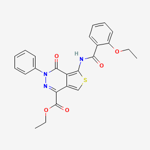 molecular formula C24H21N3O5S B2665273 Ethyl 5-(2-ethoxybenzamido)-4-oxo-3-phenyl-3,4-dihydrothieno[3,4-d]pyridazine-1-carboxylate CAS No. 851947-03-0