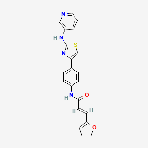 molecular formula C21H16N4O2S B2665284 (E)-3-(furan-2-yl)-N-(4-(2-(pyridin-3-ylamino)thiazol-4-yl)phenyl)acrylamide CAS No. 1798401-55-4