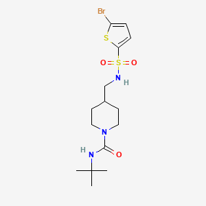 molecular formula C15H24BrN3O3S2 B2665287 4-((5-bromothiophene-2-sulfonamido)methyl)-N-(tert-butyl)piperidine-1-carboxamide CAS No. 1235137-01-5
