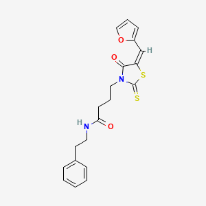 molecular formula C20H20N2O3S2 B2665306 (E)-4-(5-(furan-2-ylmethylene)-4-oxo-2-thioxothiazolidin-3-yl)-N-phenethylbutanamide CAS No. 682764-12-1