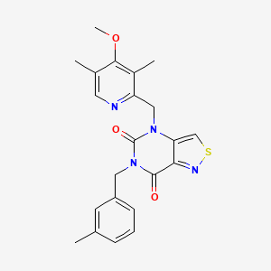 molecular formula C22H22N4O3S B2665309 4-((4-甲氧基-3,5-二甲基吡啶-2-基)甲基)-6-(3-甲基苄基)异噻唑并[4,3-d]嘧啶-5,7(4H,6H)-二酮 CAS No. 2319874-43-4