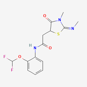 molecular formula C14H15F2N3O3S B2665313 N-[2-(difluoromethoxy)phenyl]-2-(3-methyl-2-methylimino-4-oxo-1,3-thiazolidin-5-yl)acetamide CAS No. 514182-26-4