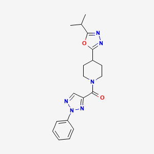 molecular formula C19H22N6O2 B2665314 (4-(5-isopropyl-1,3,4-oxadiazol-2-yl)piperidin-1-yl)(2-phenyl-2H-1,2,3-triazol-4-yl)methanone CAS No. 1211702-25-8