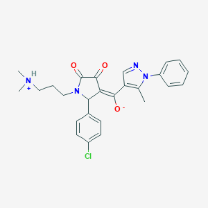 molecular formula C26H27ClN4O3 B266533 (E)-{2-(4-chlorophenyl)-1-[3-(dimethylammonio)propyl]-4,5-dioxopyrrolidin-3-ylidene}(5-methyl-1-phenyl-1H-pyrazol-4-yl)methanolate 