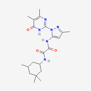 molecular formula C21H30N6O3 B2665331 N1-(1-(4,5-dimethyl-6-oxo-1,6-dihydropyrimidin-2-yl)-3-methyl-1H-pyrazol-5-yl)-N2-(3,3,5-trimethylcyclohexyl)oxalamide CAS No. 1013985-21-1