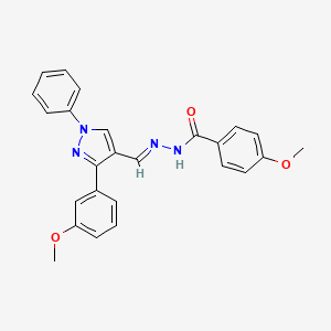 (E)-4-methoxy-N'-((3-(3-methoxyphenyl)-1-phenyl-1H-pyrazol-4-yl)methylene)benzohydrazide