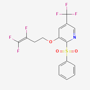 molecular formula C16H11F6NO3S B2665347 2-(Benzenesulfonyl)-3-(3,4,4-trifluorobut-3-enoxy)-5-(trifluoromethyl)pyridine CAS No. 478032-31-4