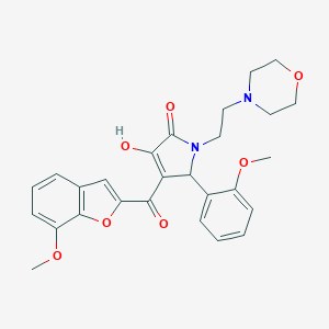 molecular formula C27H28N2O7 B266536 3-hydroxy-4-[(7-methoxy-1-benzofuran-2-yl)carbonyl]-5-(2-methoxyphenyl)-1-[2-(4-morpholinyl)ethyl]-1,5-dihydro-2H-pyrrol-2-one 