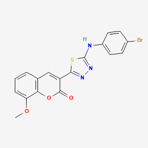 molecular formula C18H12BrN3O3S B2665360 3-[5-(4-Bromoanilino)-1,3,4-thiadiazol-2-yl]-8-methoxychromen-2-one CAS No. 329690-27-9