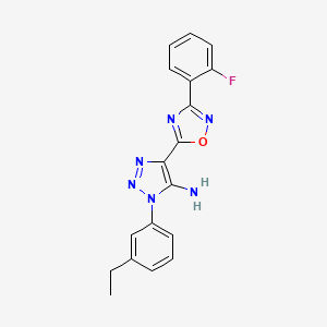 molecular formula C18H15FN6O B2665362 1-(3-ethylphenyl)-4-[3-(2-fluorophenyl)-1,2,4-oxadiazol-5-yl]-1H-1,2,3-triazol-5-amine CAS No. 892771-05-0