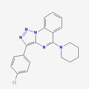 molecular formula C20H18ClN5 B2665379 3-(4-Chlorophenyl)-5-piperidin-1-yltriazolo[1,5-a]quinazoline CAS No. 866345-53-1