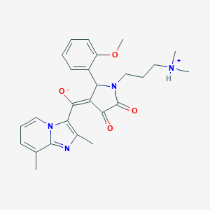 molecular formula C26H30N4O4 B266539 (E)-{1-[3-(dimethylammonio)propyl]-2-(2-methoxyphenyl)-4,5-dioxopyrrolidin-3-ylidene}(2,8-dimethylimidazo[1,2-a]pyridin-3-yl)methanolate 