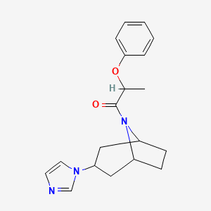 molecular formula C19H23N3O2 B2665392 1-((1R,5S)-3-(1H-咪唑-1-基)-8-氮杂双环[3.2.1]辛-8-基)-2-苯氧基丙酮 CAS No. 2319720-18-6