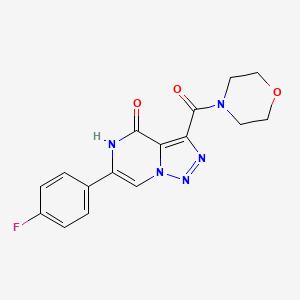 molecular formula C16H14FN5O3 B2665397 6-(4-fluorophenyl)-3-(morpholin-4-ylcarbonyl)[1,2,3]triazolo[1,5-a]pyrazin-4(5H)-one CAS No. 1775455-29-2