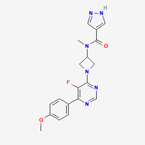 molecular formula C19H19FN6O2 B2665404 N-[1-[5-Fluoro-6-(4-methoxyphenyl)pyrimidin-4-yl]azetidin-3-yl]-N-methyl-1H-pyrazole-4-carboxamide CAS No. 2380187-03-9