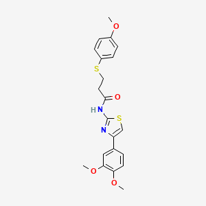 molecular formula C21H22N2O4S2 B2665411 N-(4-(3,4-二甲氧基苯基)噻唑-2-基)-3-((4-甲氧基苯基)硫)丙酰胺 CAS No. 942006-85-1