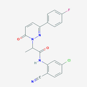 molecular formula C20H14ClFN4O2 B2665424 N-(5-chloro-2-cyanophenyl)-2-(3-(4-fluorophenyl)-6-oxopyridazin-1(6H)-yl)propanamide CAS No. 1226456-61-6