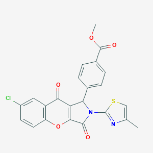 molecular formula C23H15ClN2O5S B266543 Methyl 4-[7-chloro-2-(4-methyl-1,3-thiazol-2-yl)-3,9-dioxo-1,2,3,9-tetrahydrochromeno[2,3-c]pyrrol-1-yl]benzoate 