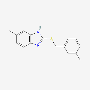 molecular formula C16H16N2S B2665432 5-methyl-2-{[(3-methylphenyl)methyl]sulfanyl}-1H-1,3-benzodiazole CAS No. 449813-27-8