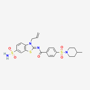 molecular formula C23H26N4O5S3 B2665462 (Z)-N-(3-allyl-6-sulfamoylbenzo[d]thiazol-2(3H)-ylidene)-4-((4-methylpiperidin-1-yl)sulfonyl)benzamide CAS No. 865176-52-9