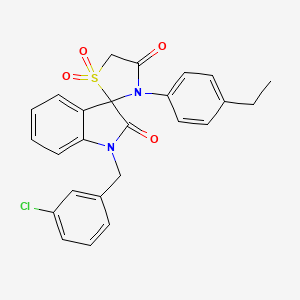 molecular formula C25H21ClN2O4S B2665464 1-(3-Chlorobenzyl)-3'-(4-ethylphenyl)spiro[indoline-3,2'-thiazolidine]-2,4'-dione 1',1'-dioxide CAS No. 942034-10-8