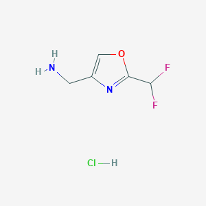 molecular formula C5H7ClF2N2O B2665466 [2-(二氟甲基)-1,3-噁唑-4-基]甲胺；盐酸盐 CAS No. 2411240-64-5