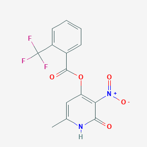 molecular formula C14H9F3N2O5 B2665467 (6-methyl-3-nitro-2-oxo-1H-pyridin-4-yl) 2-(trifluoromethyl)benzoate CAS No. 868679-97-4