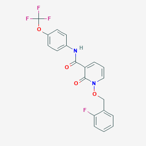 molecular formula C20H14F4N2O4 B2665484 1-((2-fluorobenzyl)oxy)-2-oxo-N-(4-(trifluoromethoxy)phenyl)-1,2-dihydropyridine-3-carboxamide CAS No. 868678-88-0