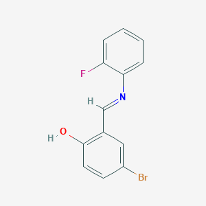 molecular formula C13H9BrFNO B2665488 4-溴-2-{(E)-[(2-氟苯基)亚胺]甲基}酚 CAS No. 1351481-69-0