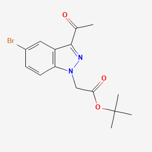 molecular formula C15H17BrN2O3 B2665494 Tert-butyl 2-(3-acetyl-5-bromo-indazol-1-yl)acetate CAS No. 2086183-72-2
