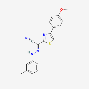 molecular formula C20H18N4OS B2665495 (2E)-N-(3,4-dimethylanilino)-4-(4-methoxyphenyl)-1,3-thiazole-2-carboximidoyl cyanide CAS No. 477285-95-3