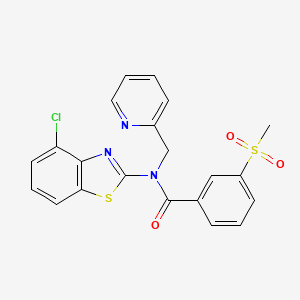 molecular formula C21H16ClN3O3S2 B2665498 N-(4-chlorobenzo[d]thiazol-2-yl)-3-(methylsulfonyl)-N-(pyridin-2-ylmethyl)benzamide CAS No. 886942-71-8