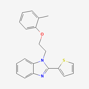molecular formula C20H18N2OS B2665504 1-[2-(2-Methylphenoxy)ethyl]-2-thiophen-2-ylbenzimidazole CAS No. 638140-55-3