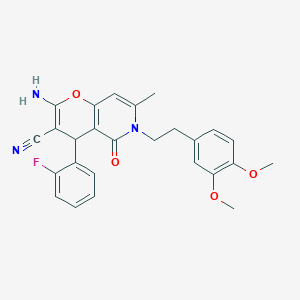 2-amino-6-[2-(3,4-dimethoxyphenyl)ethyl]-4-(2-fluorophenyl)-7-methyl-5-oxo-5,6-dihydro-4H-pyrano[3,2-c]pyridine-3-carbonitrile