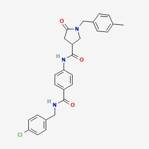 molecular formula C27H26ClN3O3 B2665515 N-(4-{[(4-chlorophenyl)methyl]carbamoyl}phenyl)-1-[(4-methylphenyl)methyl]-5-oxopyrrolidine-3-carboxamide CAS No. 2380182-36-3