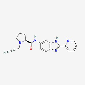 molecular formula C20H19N5O B2665518 (2S)-1-(prop-2-yn-1-yl)-N-[2-(pyridin-2-yl)-1H-1,3-benzodiazol-5-yl]pyrrolidine-2-carboxamide CAS No. 1376082-03-9