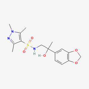 molecular formula C16H21N3O5S B2665519 N-(2-(benzo[d][1,3]dioxol-5-yl)-2-hydroxypropyl)-1,3,5-trimethyl-1H-pyrazole-4-sulfonamide CAS No. 1448035-73-1