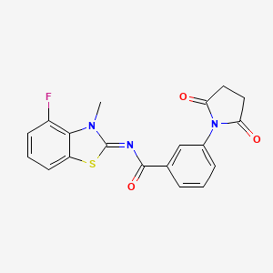 molecular formula C19H14FN3O3S B2665525 (Z)-3-(2,5-dioxopyrrolidin-1-yl)-N-(4-fluoro-3-methylbenzo[d]thiazol-2(3H)-ylidene)benzamide CAS No. 868375-24-0