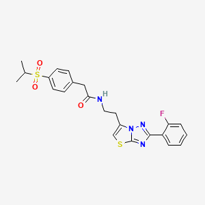molecular formula C23H23FN4O3S2 B2665533 N-(2-(2-(2-fluorophenyl)thiazolo[3,2-b][1,2,4]triazol-6-yl)ethyl)-2-(4-(isopropylsulfonyl)phenyl)acetamide CAS No. 1209400-46-3