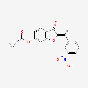 molecular formula C19H13NO6 B2665540 (Z)-2-(3-nitrobenzylidene)-3-oxo-2,3-dihydrobenzofuran-6-yl cyclopropanecarboxylate CAS No. 672936-23-1