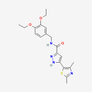 molecular formula C20H24N4O3S B2665544 N-(3,4-diethoxybenzyl)-3-(2,4-dimethylthiazol-5-yl)-1H-pyrazole-5-carboxamide CAS No. 1187634-37-2