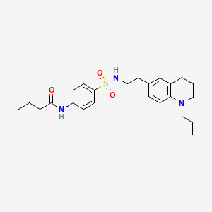 molecular formula C24H33N3O3S B2665546 N-(4-(N-(2-(1-propyl-1,2,3,4-tetrahydroquinolin-6-yl)ethyl)sulfamoyl)phenyl)butyramide CAS No. 955613-77-1