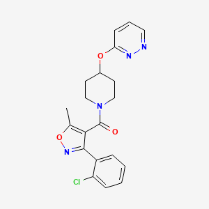 molecular formula C20H19ClN4O3 B2665547 (3-(2-Chlorophenyl)-5-methylisoxazol-4-yl)(4-(pyridazin-3-yloxy)piperidin-1-yl)methanone CAS No. 1797128-04-1