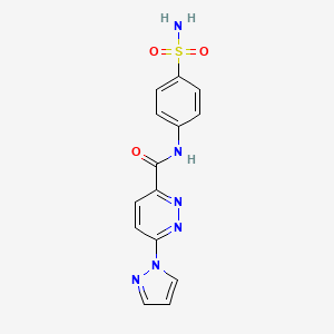 molecular formula C14H12N6O3S B2665554 6-(1H-pyrazol-1-yl)-N-(4-sulfamoylphenyl)pyridazine-3-carboxamide CAS No. 1351588-89-0