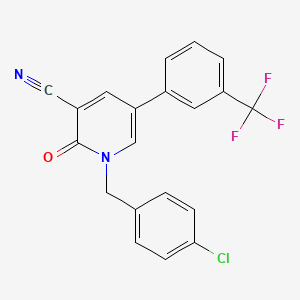 molecular formula C20H12ClF3N2O B2665560 1-(4-氯苄基)-2-氧代-5-[3-(三氟甲基)苯基]-1,2-二氢-3-吡啶碳腈 CAS No. 338964-38-8